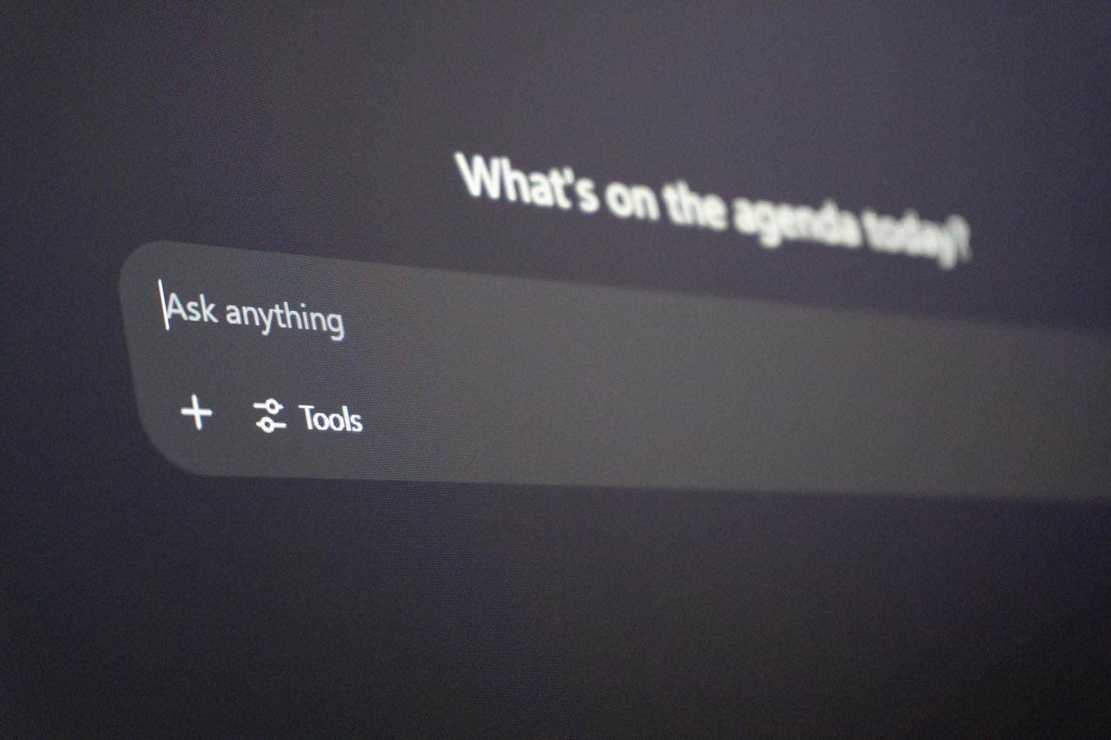 A screen showing an AI chat box with the prompt "Ask anything"